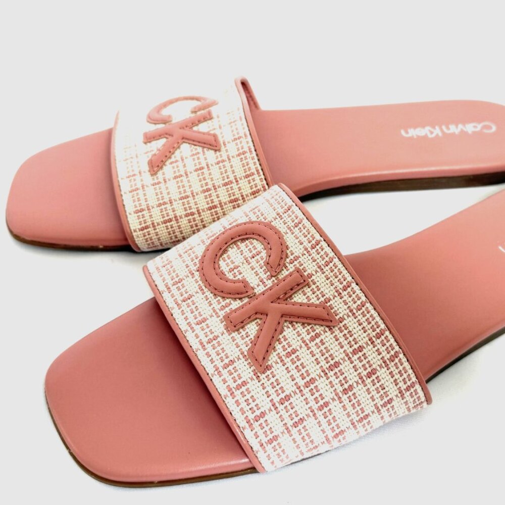 Calvin Klein Yides Light Pink Square Toe Slide Sandals Flat Shoes Women's 10M NW - Picture 4 of 10